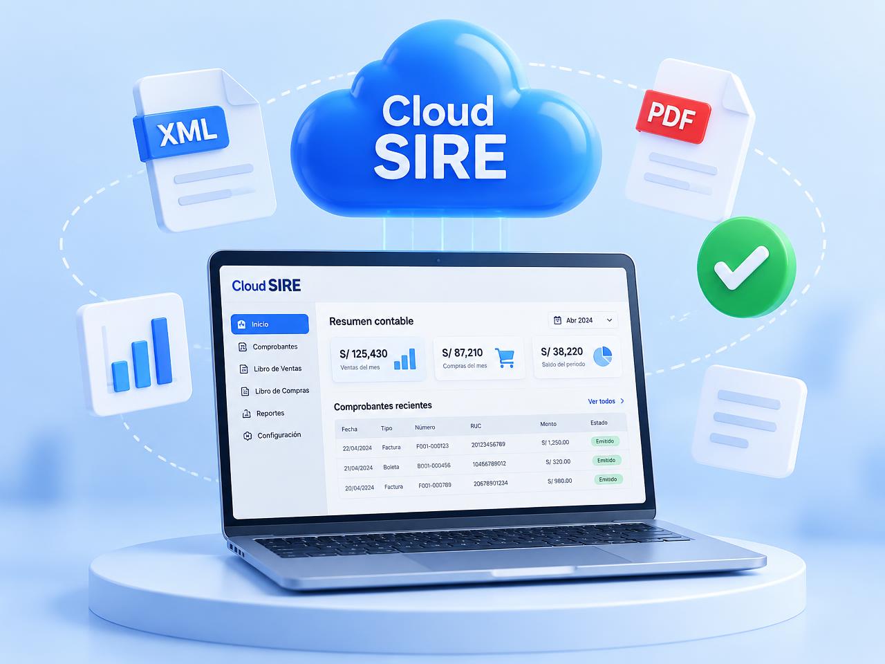 Plataforma Cloud SIRE con comprobantes XML y PDF